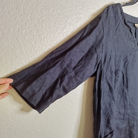 Len Ok linen langenlook loose v neck pocket 3/4 sleeve dress sz XXL - Picture 5 of 9